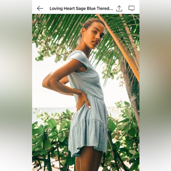 Loving Heart Sage Blue Tiered Button-Up Romper - Picture 2 of 6